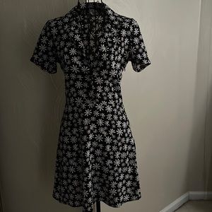 Floral black button down dress